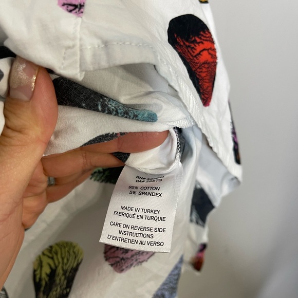 Kocan Multi color Stretchy Cotton Poplin Asymmetrical Hem Button Down Tunic S - Picture 8 of 12